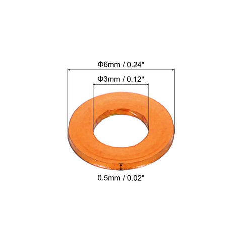M3 Aluminum Flat Washer Set 30 Pcs Anodized Orange Countersunk Gaskets 6mm Outer Diameter 3mm Hole 0.5mm Thick For RC FPV PCs Drones And Mechanical Accessories