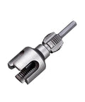 Heavy Duty Pipe Threader Kit For 1/2 And 3/4 Inch NPT Pipes With Internal External Reamer Tool, close-up of reamer tool.