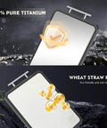 Titanium kitchen cutting board (angled view) with juice groove, scratch-resistant, wheat straw PP construction