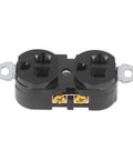 Heavy Duty Industrial Duplex Power Outlet 20 Amp 125 Volt Double Wall Socket For Stove Dryer Generator showing black nylon body and brass connectors.