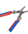 Yunseity 16 In 1 Folding Wire Stripper Pliers Crimper Tool, heavy duty steel, compact design with blue and red rubber grips