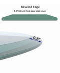Beveled edge detail of 32 Inch Round Tempered Glass Lazy Susan Turntable with 0.4 inch thickness for tabletops.