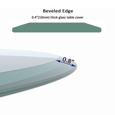Beveled edge detail of 32 Inch Round Tempered Glass Lazy Susan Turntable with 0.4 inch thickness for tabletops.