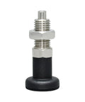 Close-up of Nose Spring Plunger Set In Four Sizes With Self Locking Knob And Spring Return Indexing for precision tooling.