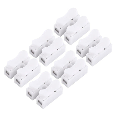 100Pcs Quick Wire Connectors Set, 2 Pin Push In Wire Terminals, 5A 220V White Plastic Shell, Durable Copper Core, Flame Retardant Housing