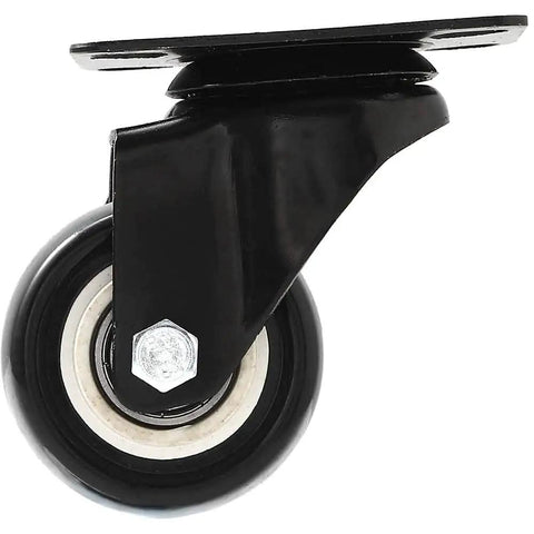 Side view of a single 12 Pack Swivel 2 Inch Caster Wheels With Rubber Base Top Plate And Dual Ball Bearings Beefed Up Heavy Duty Casters Without Brakes Smooth Roll 150+ Lb Per Wheel Plate 1.9 X 2.7 Inches.