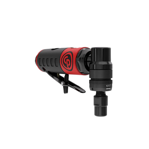 Heavy Duty Right Angle Air Die Grinder with a compact black and red build, featuring a 1/4 inch collet for precision work.