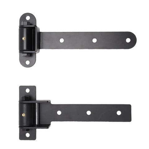 Hella Tough Heavy Duty Strap Gate Hinges Supporting 900 Pounds in black finish, suitable for outdoor wood or metal gates.