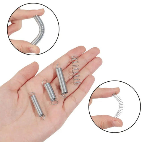 300Pcs Extension And Compression Spring Assortment Kit With 20 Sizes Carbon Steel Small Metal Springs For Home Repairs Tools DIY Craft Projects And Mechanical Repair Replacement Sets, carbon steel springs in hand