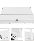 Robust White PVC And Acrylic Model Tool Storage Rack Featuring Multi Compartment Design For Diy Hobbyists close-up of storage rack showing secure latch