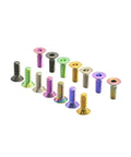 Top Shelf M3 Gr5 Titanium Countersunk Screws Hex Socket Flat Head Fasteners Built Tough Corrosion Resistant Hardware Real Deal Smooth Threads Five Pack Green in various colors.