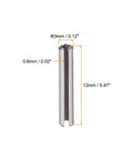 Slotted Spring Pin M3 X 12mm 304 Stainless Steel Split Roll Dowel Pins Plain Finish, side view showing dimensions