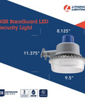 Outdoor BGR P2 LED Dusk To Dawn Security Light Gray 4000K Efficient 36W 4700 Lumen floodlight with size dimensions