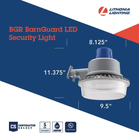 Outdoor BGR P2 LED Dusk To Dawn Security Light Gray 4000K Efficient 36W 4700 Lumen floodlight with size dimensions