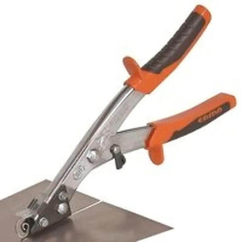 NR1 Hand Nibbler with built-in waste cutter for flat metal sheets featuring soft grip handles, cutting stainless steel, zinc, and PVC