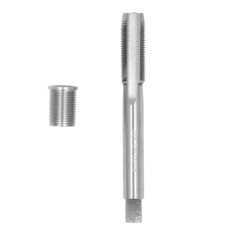 Spark Plug Thread Repair Kit Universal Reamer and Tap Set Stainless Steel M10x1.0 Bolt and M12x1.0 Tap shown vertically