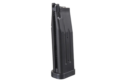 Close-up of the magazine for Aluminum VX-14 Gas Blowback 1911 Airsoft Pistol With Dope Green Fiber Optic Sights, Integrated Iron Sights