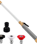 Power Washer Wand With Jet Nozzle For Garden Hose With Three High Pressure Nozzles And Quick Connectors visible on white background