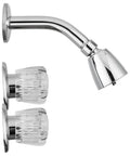 Budget Friendly Economical Shower Faucet Knobs With Crystal Acrylic Handles And Adjustable Showerhead Arm In Chrome Polished Finish