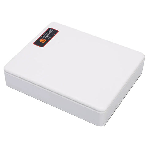 Mini Ups With 12000mAh Battery Backup For Router And Modem Keeps Your Wifi Alive During Blackouts, compact white power supply.