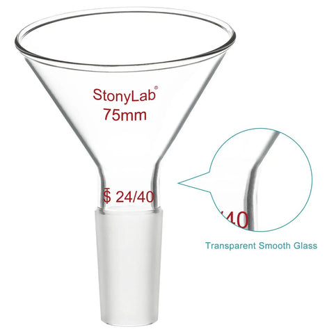 Beefy Oblique Offset Glass Funnel With 60 Degree Angle, 75mm Borosilicate Powder Funnel With 24 40 Joint For Lab Use