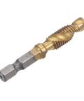 Combo Drill And Tap Bit Set One Quarter Inch Hex Shank M8 By One Point Two Five Metric Titanium Coated High Speed Steel 4341