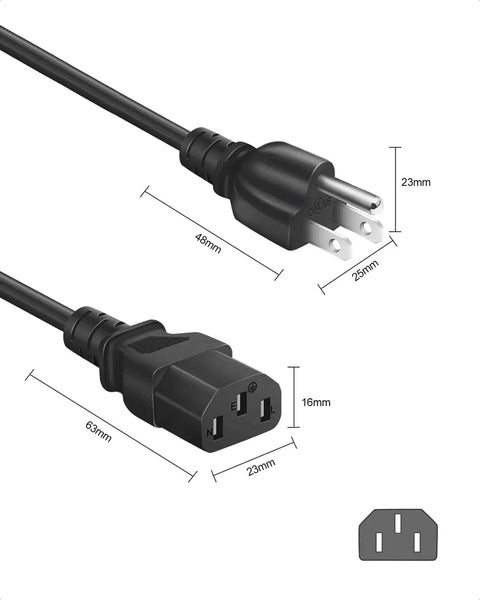Universal 3 Prong AC Power Cord Replacement For Treadmills Vibration Plates Walking Pads And Ellipticals, close-up view of plugs