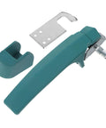 Heavy Duty Industrial Oven Handle For Commercial Baking Equipment, green polymer grip and metal components for high heat use.