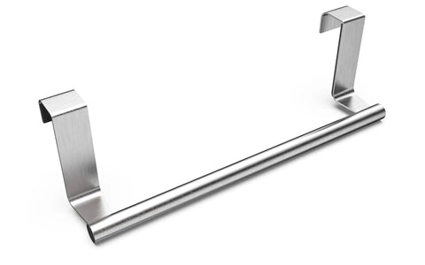 Over Cabinet Towel Rack Set, Heavy Duty Stainless Steel Kitchen Towel Bar Holder In Chrome Finish, 9 Inch Wide, angled view
