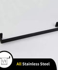 24 Inch Contemporary Stainless Steel Towel Bar Wall Mount With Slick Matte Black Finish, rustproof durable bath towel rack