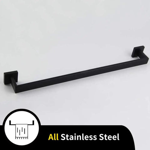 24 Inch Contemporary Stainless Steel Towel Bar Wall Mount With Slick Matte Black Finish, rustproof durable bath towel rack