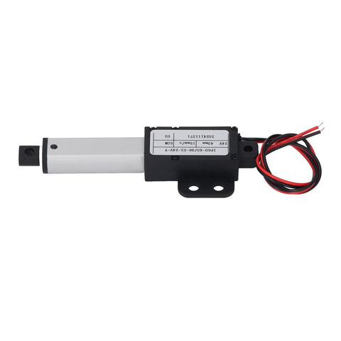 Mini Electric Linear Actuator Delivering Knockout Fifty Newtons Of Thrust With Slick Forty Millimeter Stroke side view with wires