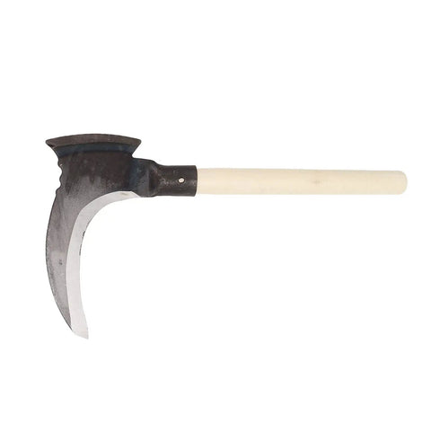 Heavy Duty Weeding Sickle With Wooden Handle, High Manganese Steel Garden Tool, Double Blade Scythe For Lawn Care, Rustproof