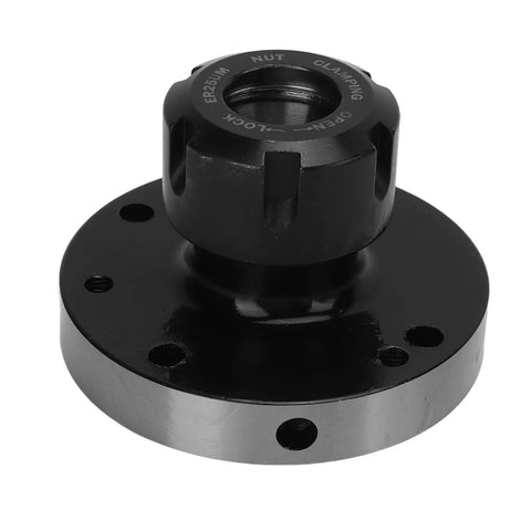 Heavy Duty ER25 Collet Chuck With 80mm Diameter Precision Tool Holder For CNC Lathe And Milling Machines That Rock Engraving Work Flawlessly, black carbon steel body.