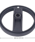 Beefy Durable Insulated Plastic Hand Wheel With Revolving Handle, 7.87 Inch Outer Diameter, 3 Spoked Design, 18 Mm Bore, For Lathe And Milling Machines