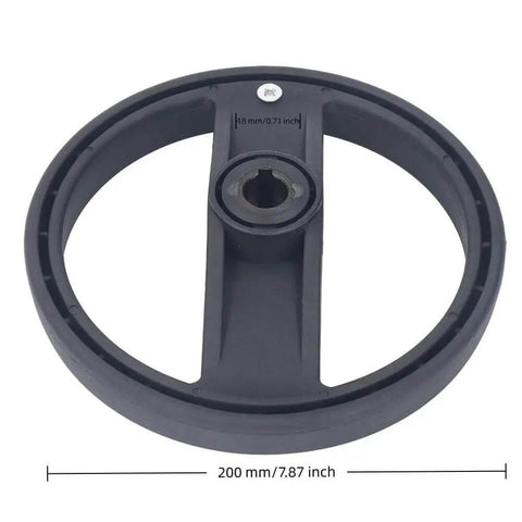 Beefy Durable Insulated Plastic Hand Wheel With Revolving Handle, 7.87 Inch Outer Diameter, 3 Spoked Design, 18 Mm Bore, For Lathe And Milling Machines