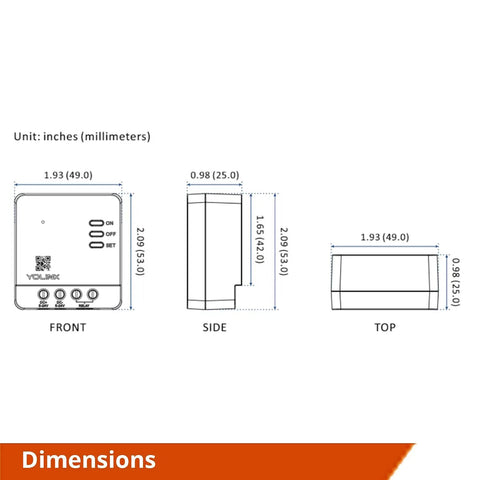 Dimensions of Long Range Smart Relay Switch For Home Automation LoRa Powered One Quarter Mile Reach Next Level Works With Alexa Google And IFTTT Supports Up To Five Amps Hub Required For Smart Scenes And Remote Control