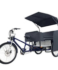 Heavy Duty Electric Pedicab Taxi Tricycle With Ample Canopy Coverage And Five Spacious Seats, featuring a sturdy frame and protective canopy.