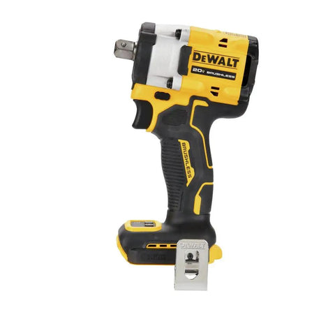 Premium 20 Volt Cordless Impact Wrench equipped with 1/2 inch detent pin anvil, compact design for mechanics, high torque performance.