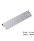Hidden Cabinet Handles Set Of 2 Heavy Duty Aluminum Finger Pull And Tab Pull For Kitchen Cabinets Doors Drawers And Sliding Panels 128mm Hole Spacing 150mm Length 32mm Width 18mm Height Silver