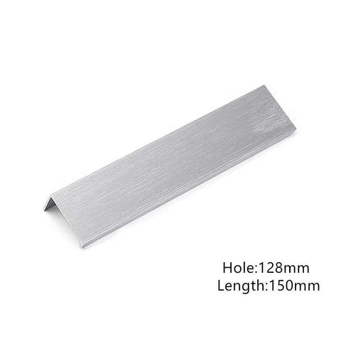 Hidden Cabinet Handles Set Of 2 Heavy Duty Aluminum Finger Pull And Tab Pull For Kitchen Cabinets Doors Drawers And Sliding Panels 128mm Hole Spacing 150mm Length 32mm Width 18mm Height Silver