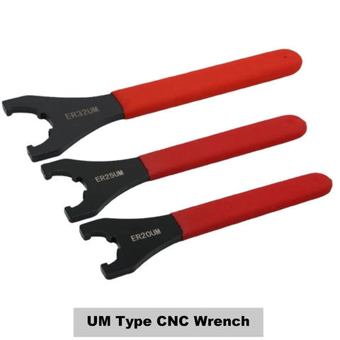 Heavy Duty Type ER Wrench For ER16 ER20 ER25 ER32 ER40 Collet Chuck Nut Spanner Fit CNC Router Engraving Spindle Tool Holder High Torque Alloy Steel in red with multiple sizes.
