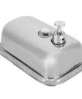 Heavy Duty Stainless Steel Wall Mount Soap Dispenser With Smooth Glide Manual Pump And Ergonomic One Touch Operation No Fuss Commercial Grade Setup For Bathroom Kitchen Solid Five Hundred Milliliter Storage Tank close-up view.