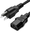 Five Foot Black 3 Prong AC Power Cord Cable, 10 Amp, 125 Volt For Electronics, TV, Computer, Printer, Monitor, Laptop And More