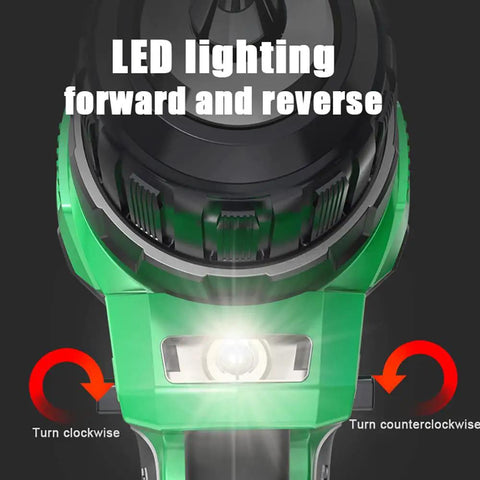 Heavy Duty Brushless Impact Wrench 16 Volt Cordless Power Tool Crushing 380 Nm Torque with LED lighting feature.