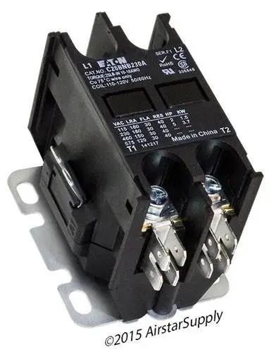 Two Pole 30 Amp 120 Volt Coil Contactor With Encased Dustproof Compact Design Built To Last, shown with universal mounting plate