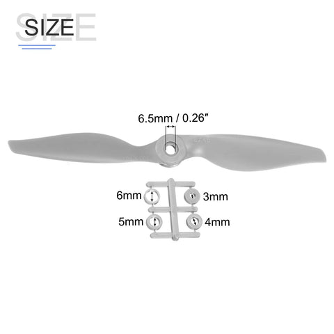 Six Pack 7x5 Inch RC Propellers With 2 Vane Blades Gray Includes Adapter Rings For RC Airplane Replacement Propeller Set