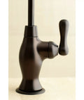 Close-up of Restoration Style Oil Rubbed Bronze Water Filtration Faucet with solid brass and zinc alloy build and lever handle design.