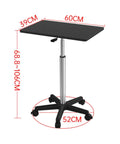 Straight Up Solid Adjustable Rolling Laptop Desk With Heavy Duty Steel Base Mobile Standing Work Table dimensions and details.