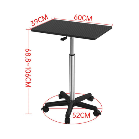 Straight Up Solid Adjustable Rolling Laptop Desk With Heavy Duty Steel Base Mobile Standing Work Table dimensions and details.